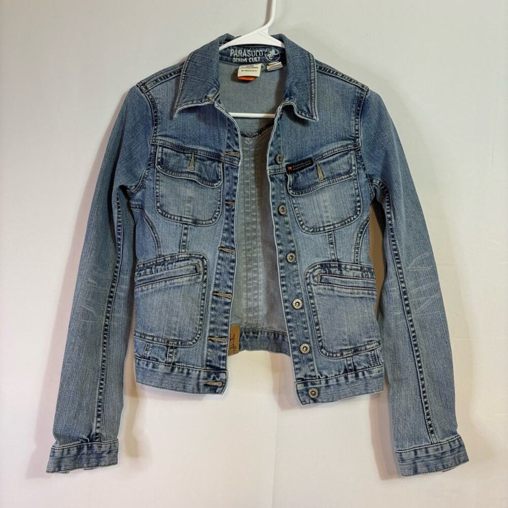 Parasuco Blue Jean Jacket Classic Cropped Design Size XS Bin3
